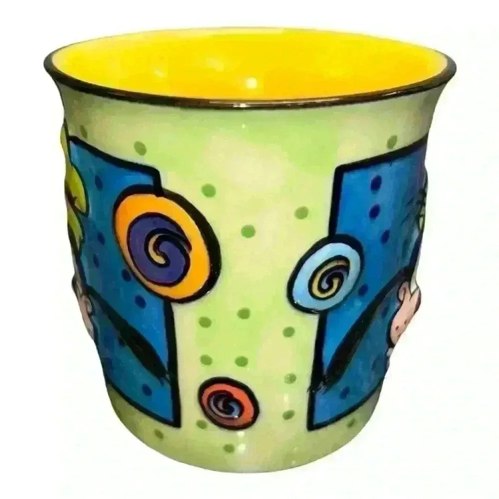 Goofy Disney Ceramic Cup - Green and Blue with Dots LIKE NEW - Picture 3 of 5